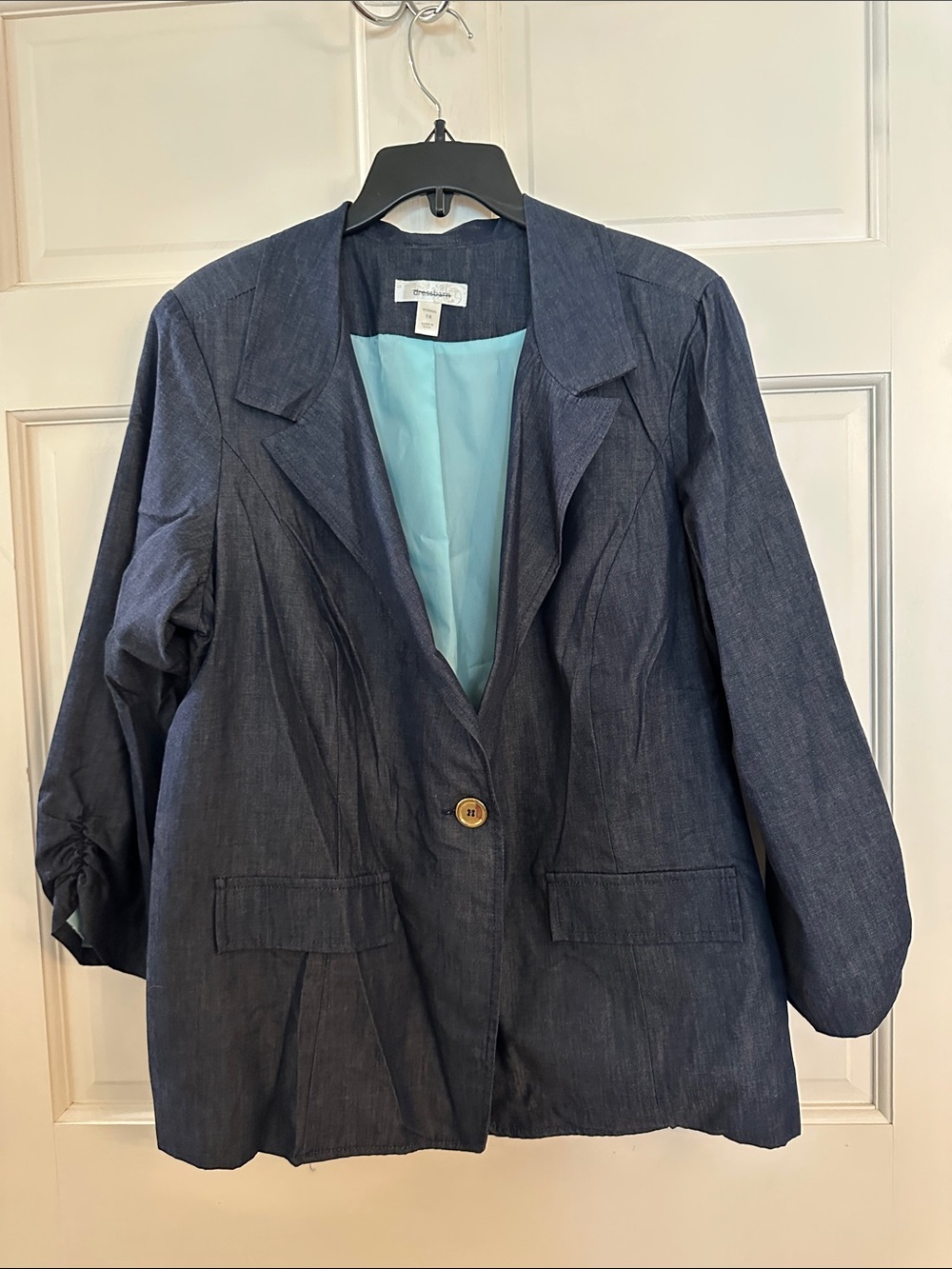 Dress Barn Dark Blue Denim-Blazer with Light Blue Lining